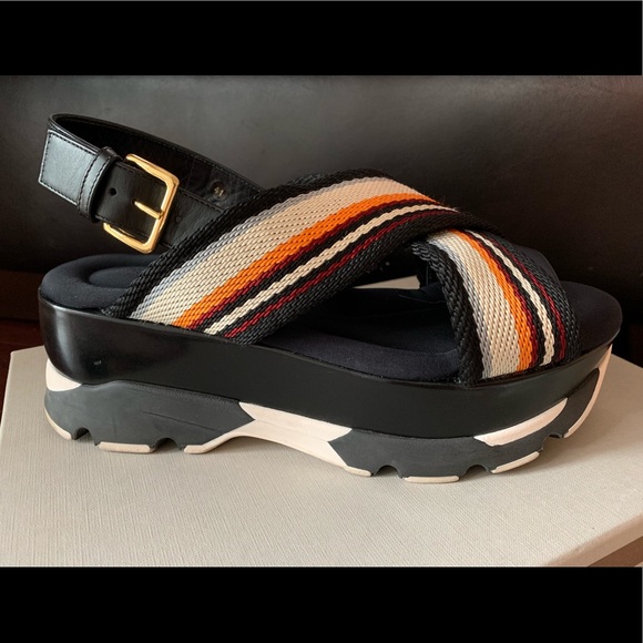Marni Shoes - Marni Stripe Criss Cross Platform Sandal Size 41